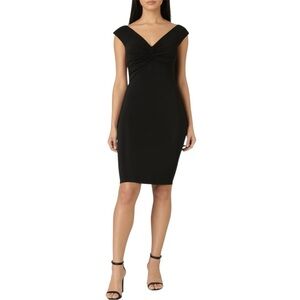Laundry by Shelli Segal Black Twist Front Sheath Dress Size 10
